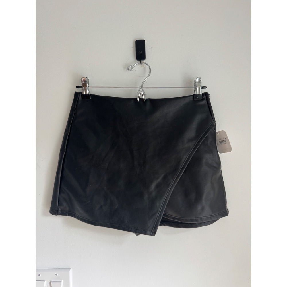 Altar'd State Black Faux Leather Wrap Skort Small NEW